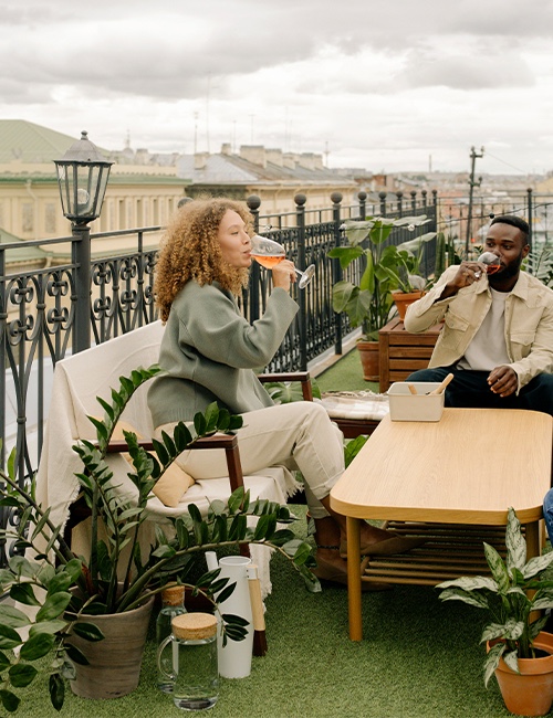 Couple drinking wine on a date